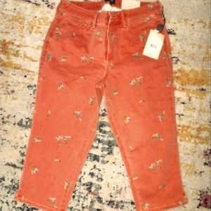 NYDJ skinny floral print Capri coral orange cropped size 10 NWT